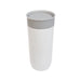 The Ultimate Welcome - Hot Chocolate Edition - A stainless steel coffee cup in white with a gray lid, featuring a smooth, sleek design and a logo.