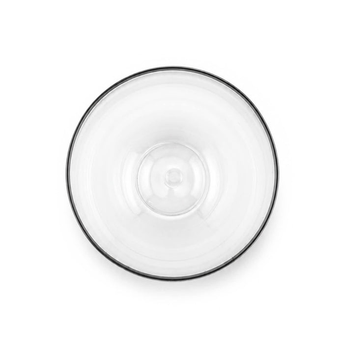 Swift Tumbler - PET 450ml - A drink bottle with a clear body and a black rim, featuring a simple design and rounded shape.
