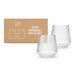 The Pour & Gather Hamper - Two unbreakable clear glass wine glasses with a ribbed design, presented in a cardboard packaging.