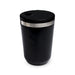 The Pause Pack - A reusable coffee cup in black with a stainless steel band and a lid featuring a drinking opening.