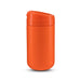 The Good Stuff Pack - An orange coffee cup with a lid, featuring a smooth finish and a sleek design. It has a branding logo on it.