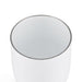Indiana Coffee Cup - A white coffee cup with a smooth finish and a metallic rim. It features a logo on the surface.