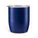 The Refuel Pack - A navy blue insulated coffee cup with a clear lid, featuring a smooth matte finish and a branding logo.