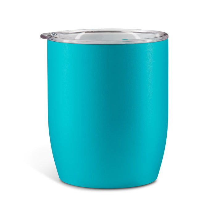 The Refuel Pack - A drink bottle in vibrant turquoise with a clear lid and a smooth finish. It features a logo on the side.