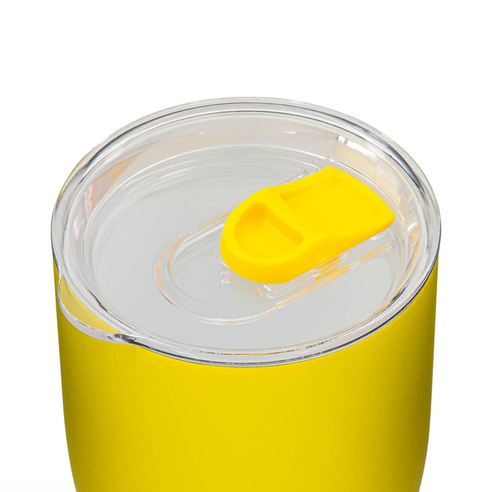 The Refuel Pack - A drink bottle in bright yellow with a clear lid and yellow opening mechanism, displaying a sleek design.