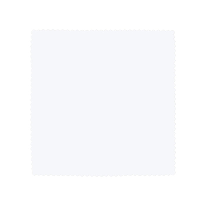 RPET Lens Cloth Set with Pouch - A zigzag-edged microfiber lens cloth in light color, designed for cleaning electronics. Includes a logo.