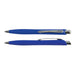 Stingray Pen - A set of blue plastic pens with silver accents and clips, designed for writing.