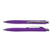 Stingray Pen - A purple plastic pen with a sleek design and a silver clip, featuring two different angles.