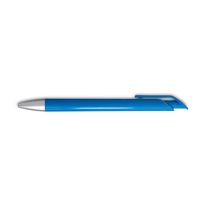 Octave Gel Ink Pen - A blue gel ink pen with a silver tip and a sleek design, featuring a logo on its body.