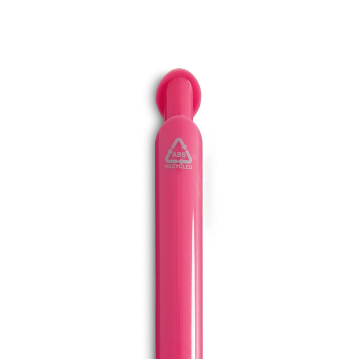 Octave Gel Ink Pen - A bright pink gel ink pen with a smooth casing, featuring a logo.