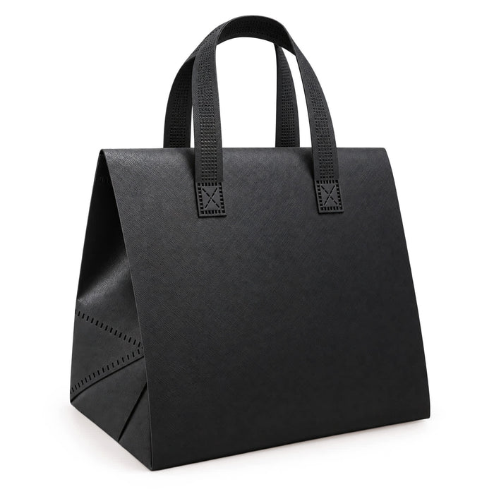 Wayfarer Cooler Bag - A black cooler bag with sturdy handles and a structured design, featuring a logo on the front.