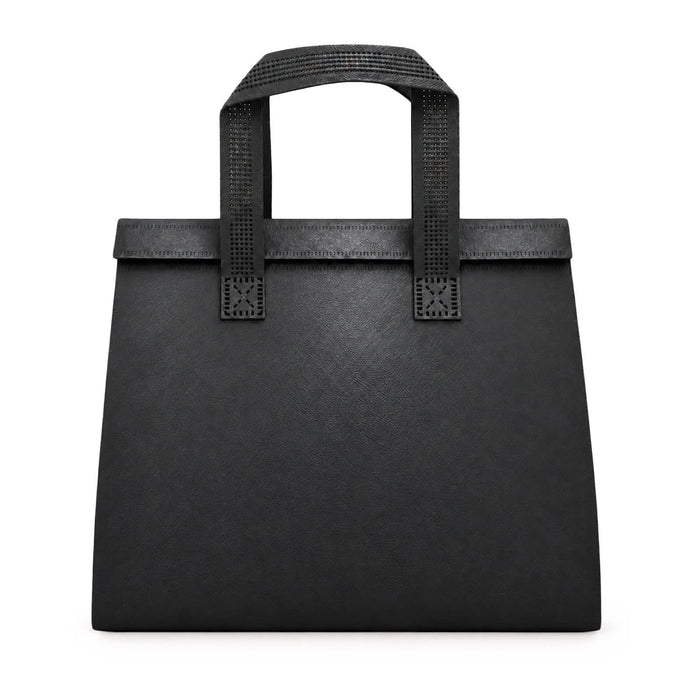 Wayfarer Cooler Bag - A black cooler bag with textured handles and a sleek design, featuring a simple, minimalist appearance.