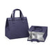 Wayfarer Cooler Bag - A navy blue cooler bag with sturdy handles and an insulated interior. It has a square shape and is fully closed.
