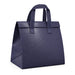 Wayfarer Cooler Bag - A navy blue cooler bag with sturdy handles and a structured design, featuring a logo.