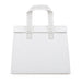 Wayfarer Cooler Bag - A white cooler bag with two sturdy handles, featuring a simple design and a logo.