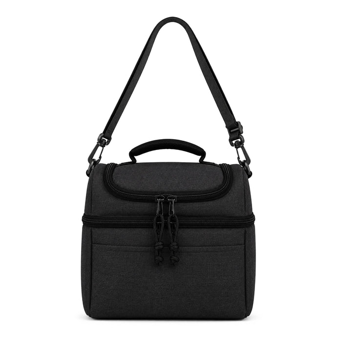 Kanto Cooler Bag - A black cooler bag with a zippered top, adjustable strap, and handle, featuring a front pocket and branding.