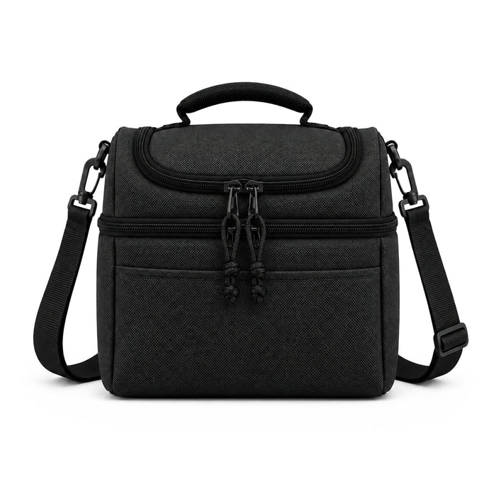 Kanto Cooler Bag - A black cooler bag with a top handle, adjustable shoulder strap, and two zipped compartments.