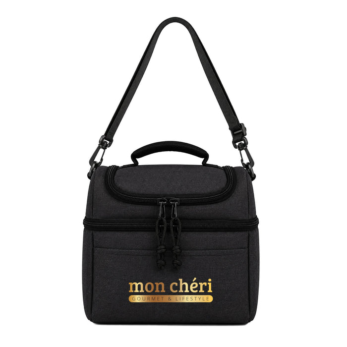 Kanto Cooler Bag - A black cooler bag with a shoulder strap and a top handle, featuring a front zipper and a logo.