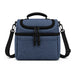 Kanto Cooler Bag - A blue cooler bag with a zippered top, carrying handle, and adjustable shoulder strap. It features a front pocket and branding.
