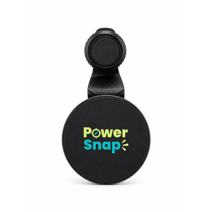 Anchor by Nomis Car Phone Holder - A black car phone holder with a round design and a branding logo in blue and green text.