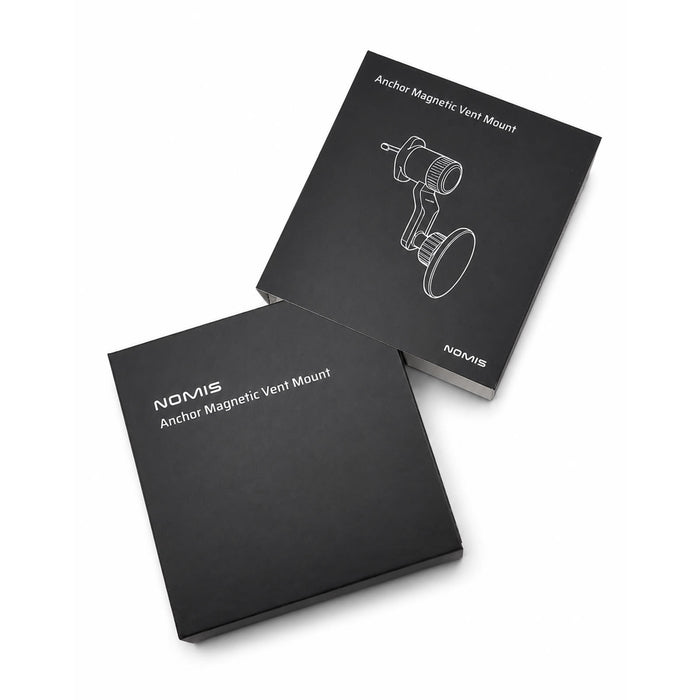Anchor by Nomis Car Phone Holder - A black box featuring an illustration of a magnetic car phone mount. The box includes branding.