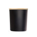 Glow & Graze - A large black glass candle with a smooth finish and a bamboo lid. Minimalistic design with a sleek appearance.