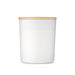 Glow & Graze - A large white glass candle with a bamboo lid, designed for home and living decor.
