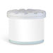 Bloom Fragrance Pot - A white fragrance pot with a decorated lid and a light blue base, featuring a branding logo.