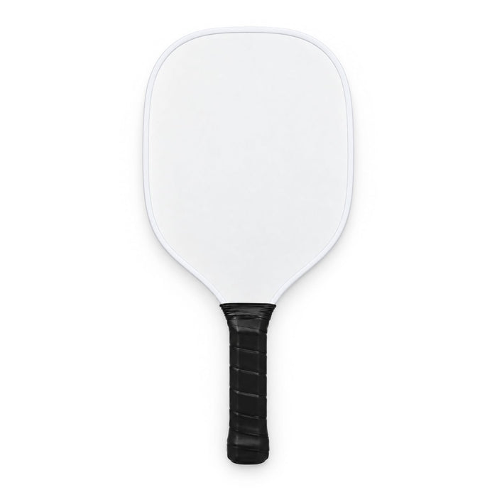 Matchpoint Pickleball Set - A pickleball paddle with a white face and a black handle, featuring a simple design.