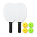 The Play & Graze - A pickleball set featuring two paddles with black grips and four balls in yellow and green.