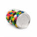 Assorted Jelly Beans in Clear Can 210g - A clear can filled with assorted jelly beans in vibrant colours, including black, white, pink, green, and yellow.