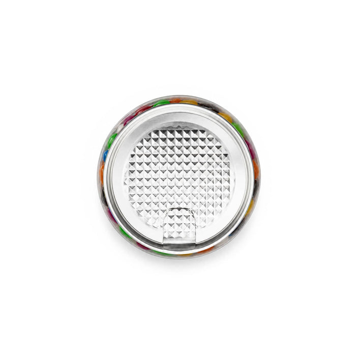 Assorted Jelly Beans in Clear Can 210g - A clear can filled with assorted jelly beans in vibrant colours, featuring a textured silver lid.