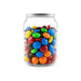 M&M's in Clear Can 180g - A clear canister filled with M&M's in various colours, including blue, yellow, green, red, and brown.