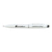 Starion Pen - A metal pen in white with a clip and a black tip, featuring a logo and text design.