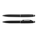 Starion Pen - A black metal pen is displayed horizontally, featuring a sleek design with silver accents and a logo.