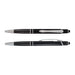 The Ultimate Welcome - Hot Chocolate Edition - A black aluminium pen with chrome accents, featuring a textured grip and a clip. It includes a branding logo.