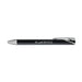 Maddie Gel Ink Pen - A black gel ink pen with a silver clip, featuring a branding logo on the barrel.