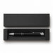 Napier Gel Ink Pen - A black gel ink pen with silver accents, presented in a sleek black box.