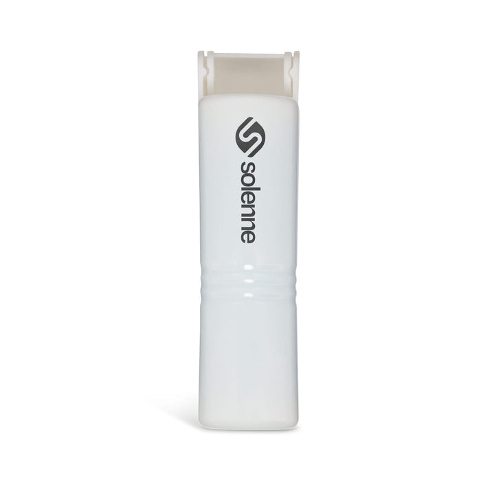 Mini Lint Roller - A white mini lint roller with a logo, featuring a compact design ideal for quick lint removal.