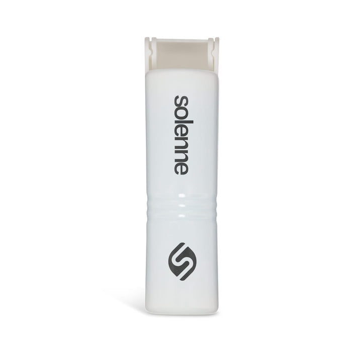 Mini Lint Roller - A white mini lint roller with a smooth design and a circular logo at the base.