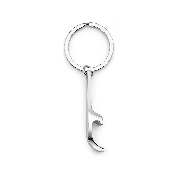 Moby Keytag - A silver keytag with a bottle opener design attached to a circular keyring.