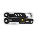 Trail Multi Tool - A multi-tool with a black and silver design, featuring a carabiner and a logo.