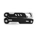 Trail Multi Tool - A black and silver multi-tool featuring a carabiner clip, with various implements folded inside. It has a sleek design.
