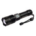 Lumi Rechargeable Torch - A sleek black rechargeable torch with a bright LED light and a wrist strap.