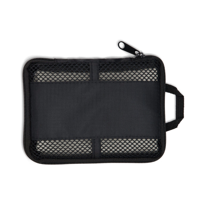 Vision Sports Towel - A black zippered pouch with a mesh front and a handle, suitable for organising small items.