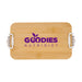 Lunch & Latte Kit - A bamboo lunch box with dual compartments, featuring a logo on the top and white clasps on the sides.