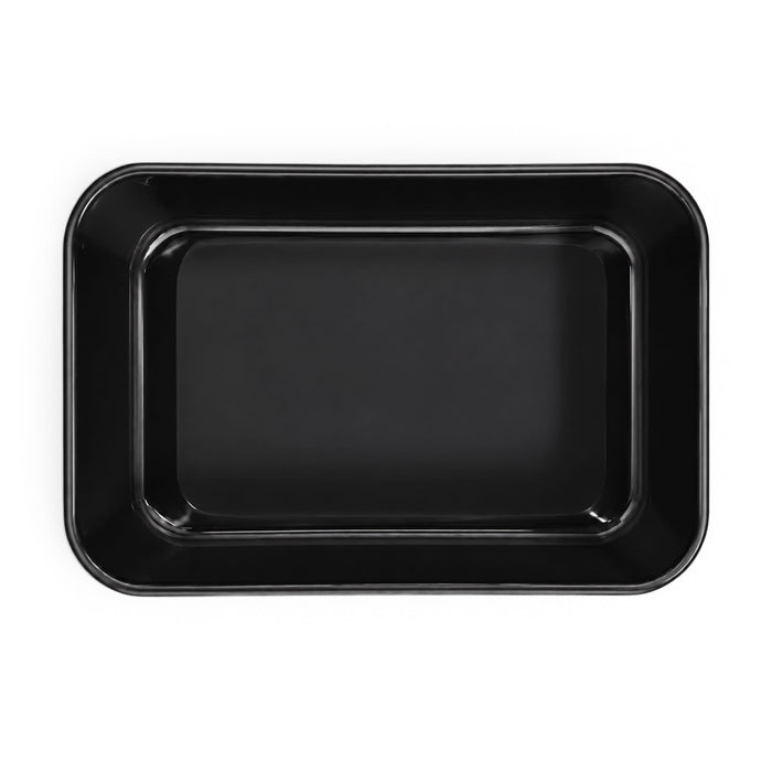Meridian Double Tray Lunchbox - A black rectangular tray with raised edges, featuring a glossy finish and a simple design.