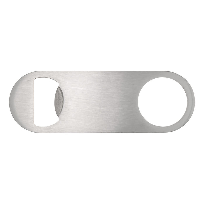 The Knock Off for Christmas Pack - A drink bottle opener in stainless steel with a sleek, minimalist design and a circular opening for gripping.