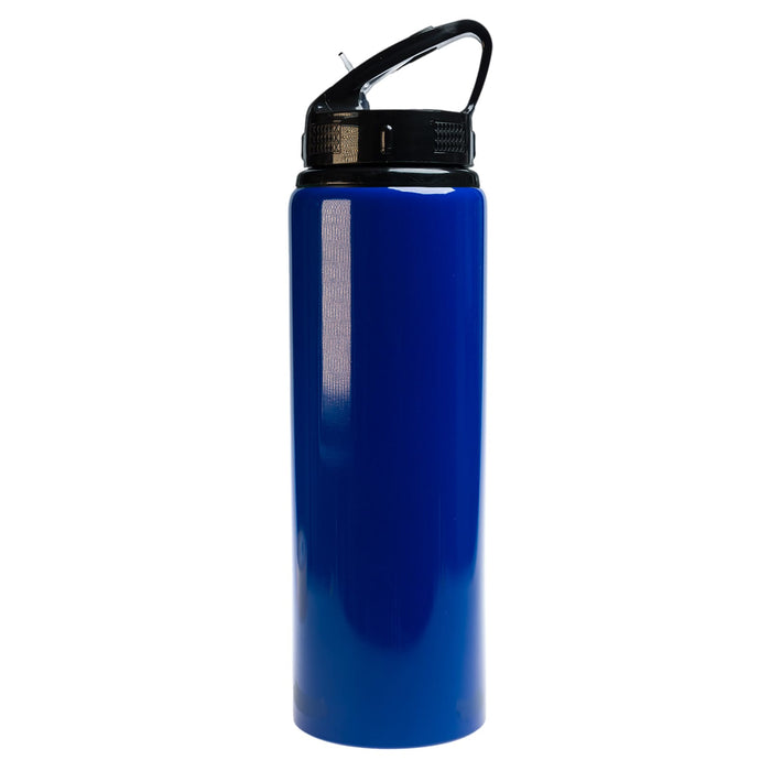 The Hustle Pack - A blue drink bottle with a flip straw lid and a black cap, featuring a logo.