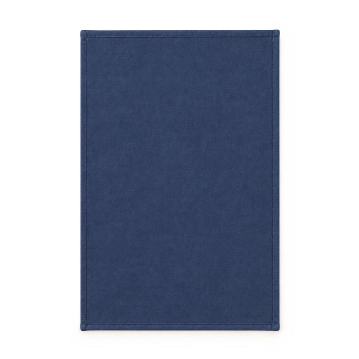 Haven Medium Cotton Tea Towel - A dark blue medium cotton tea towel with stitched edges and a logo in one corner.